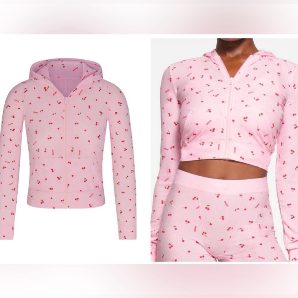 Skims cherry blossom print zip up hoodie 🍒💞 Small